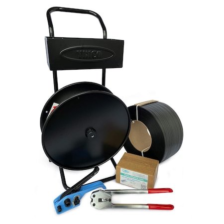 Idl Packaging 1/2" Polypropylene Strapping Kit, 9000 Ft. Cart, Tensioner/Sealer P-PPSK.12.9000-D